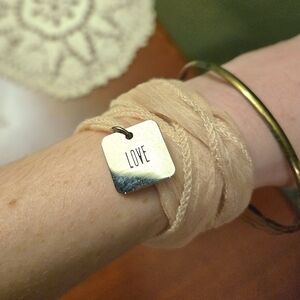 LOVE Charm Wrap Bracelet in Blush Peach Set